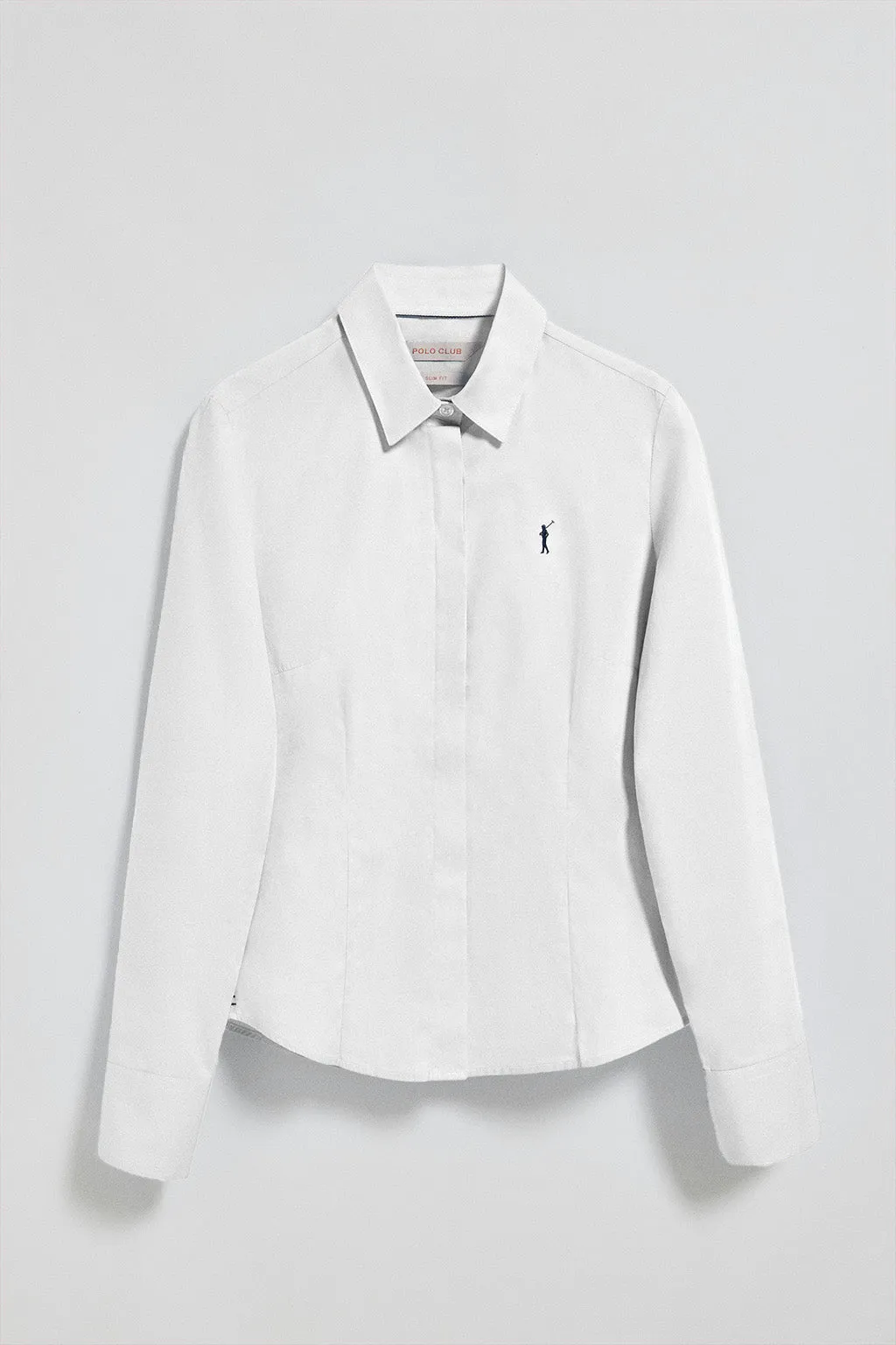 Camisa slim de popelín blanca con logo bordado Rigby Go