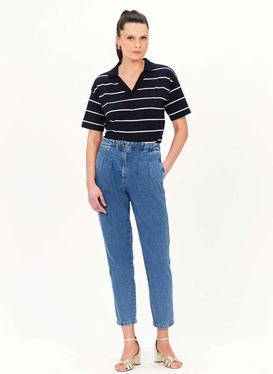 CAROLL PASSADENA - Pantalón zanahoria de mezclilla de algodón en azul
