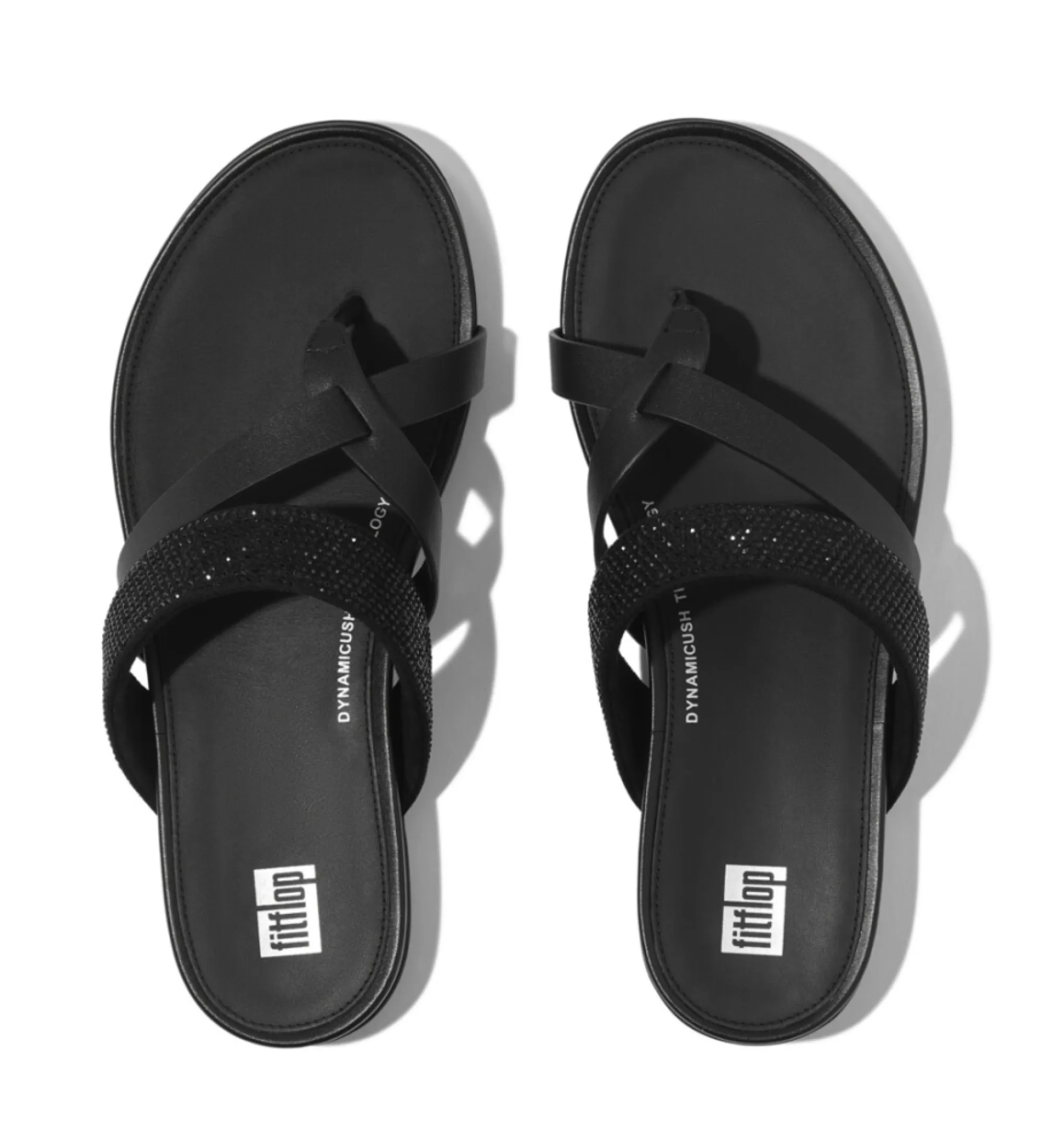 Chanclas de piel Gracie Crystal negro