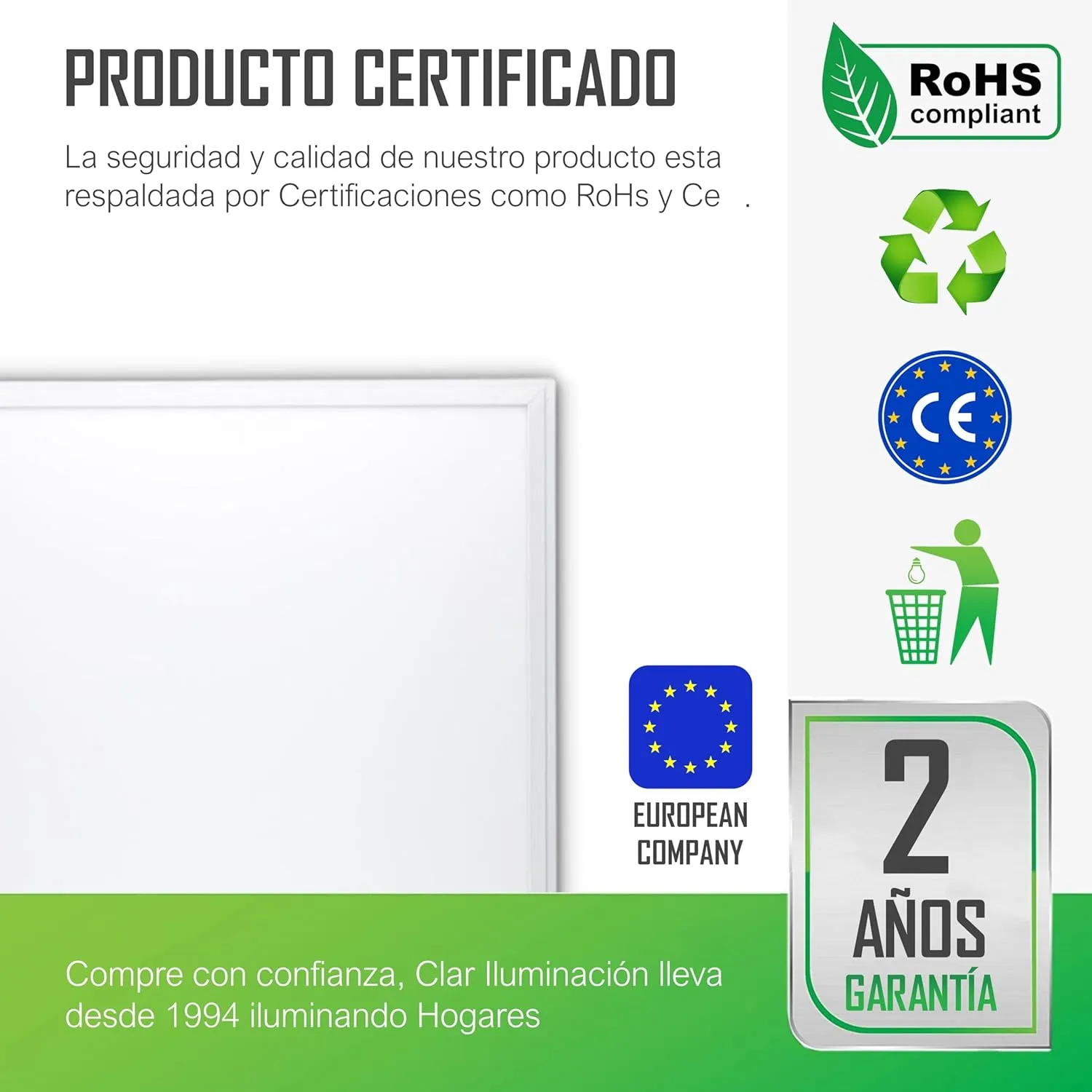 CLAR HYBEC - Panel LED 60x60 cm 40W, Focos LED Interior Techo, Placas Techo Desmontable, Placa LED 60x60 Techo, Pantalla LED 60x