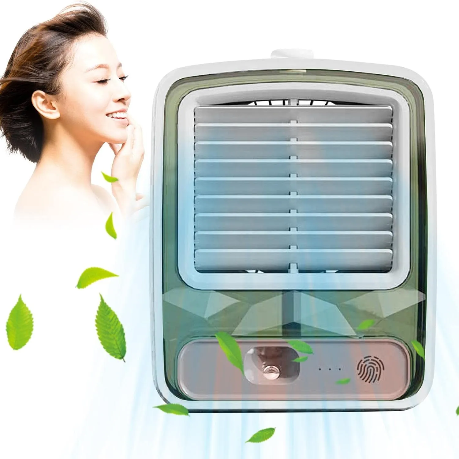 Duqulle Mini Aire Acondicionado, Enfriador de Aire portátil - Ventilador de Aire Acondicionado Recargable USB - Enfriador evapor