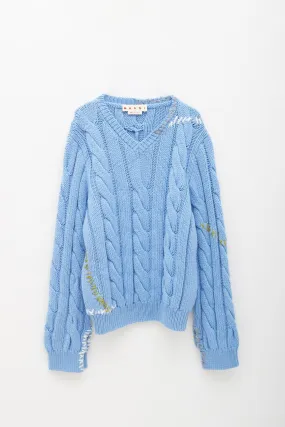 MARNI BLUE STICH CABLE KNIT SWEATER