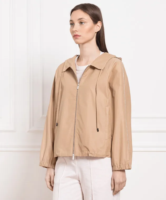 Peserico Brown windbreaker with monil chain