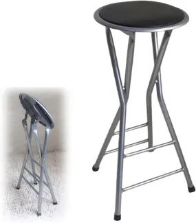 Taburete plegable portátil para adultos, asiento acolchado redondo sin respaldo con marco de metal, ideal para exteriores e inte